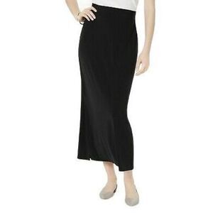 JM Collection Side-Slit Pull-On Skirt Deep Black L